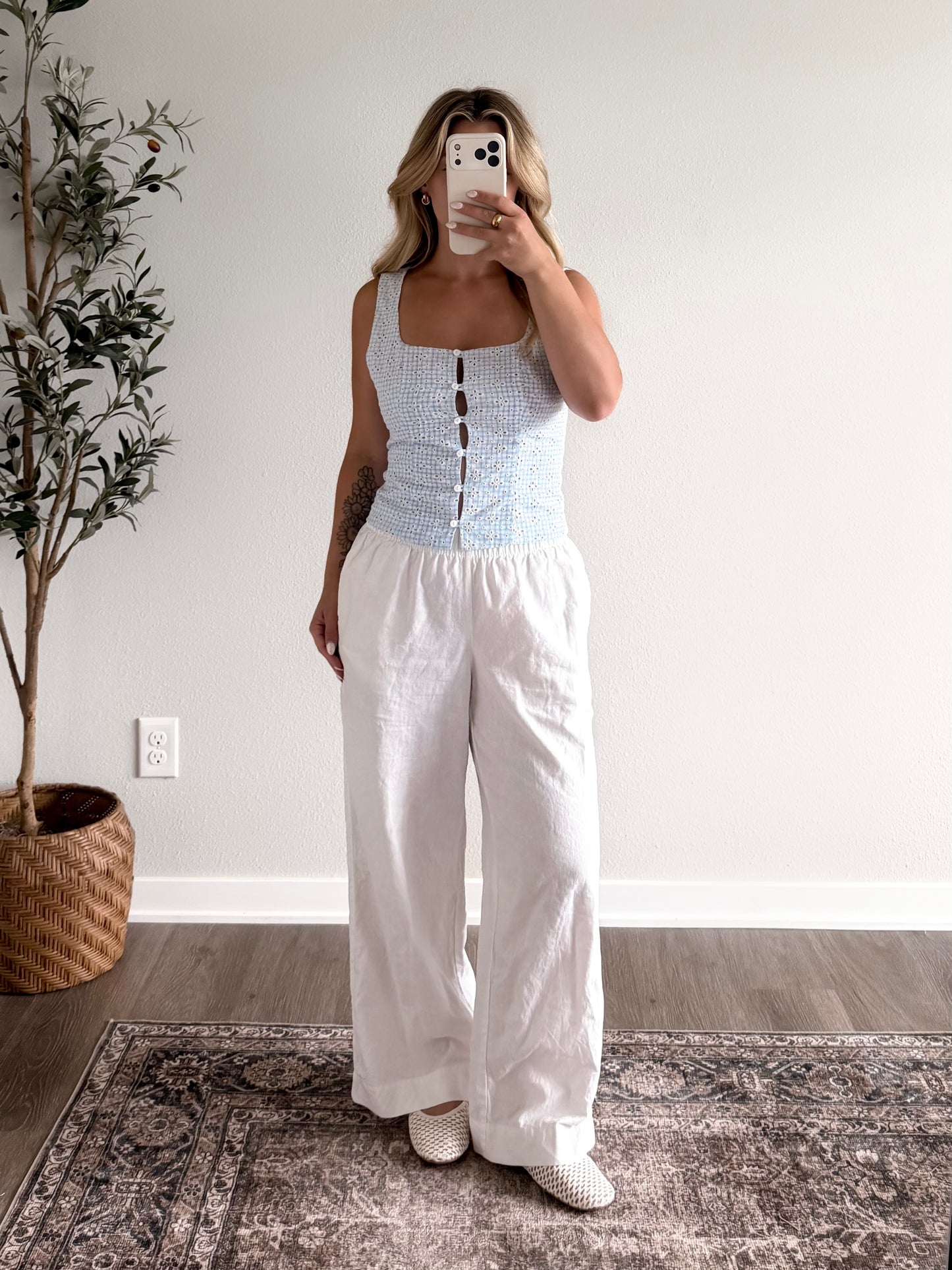 June Gingham Eyelet Top