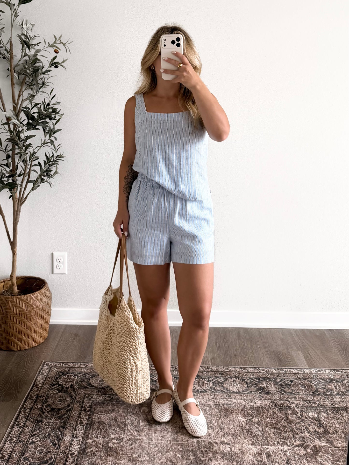 Daylight Striped Linen Short Set