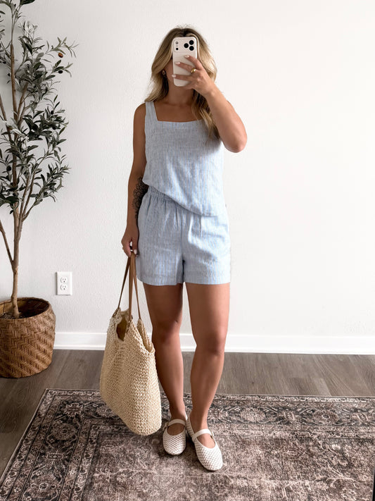 Daylight Striped Linen Short Set