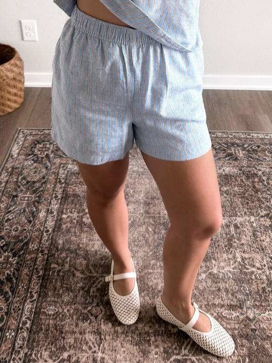 Daylight Striped Linen Short Set
