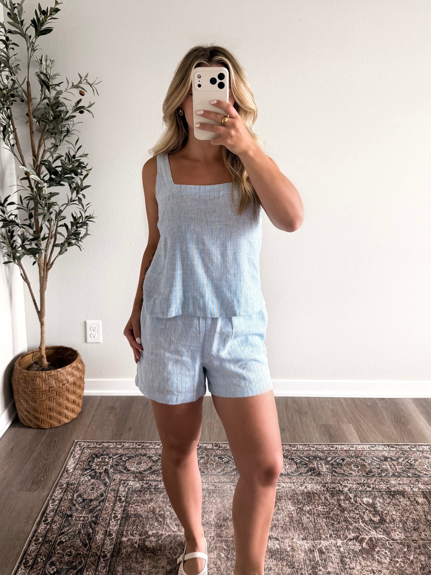 Daylight Striped Linen Short Set