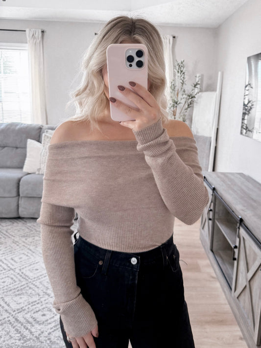 Date Night Knit Off Shoulder Top