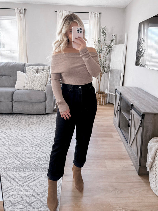 Date Night Knit Off Shoulder Top