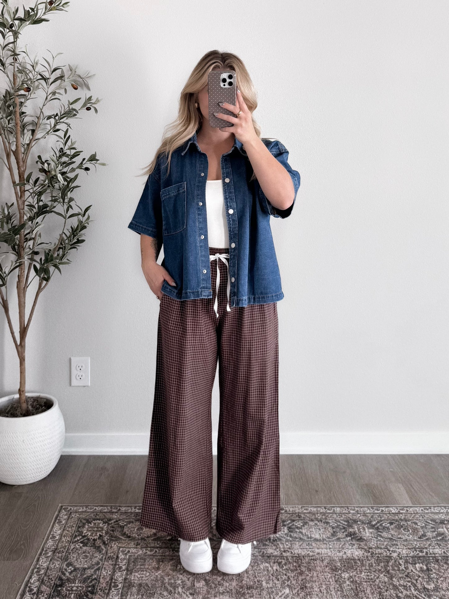 Cabin Grid Print Pants / Rich Brown