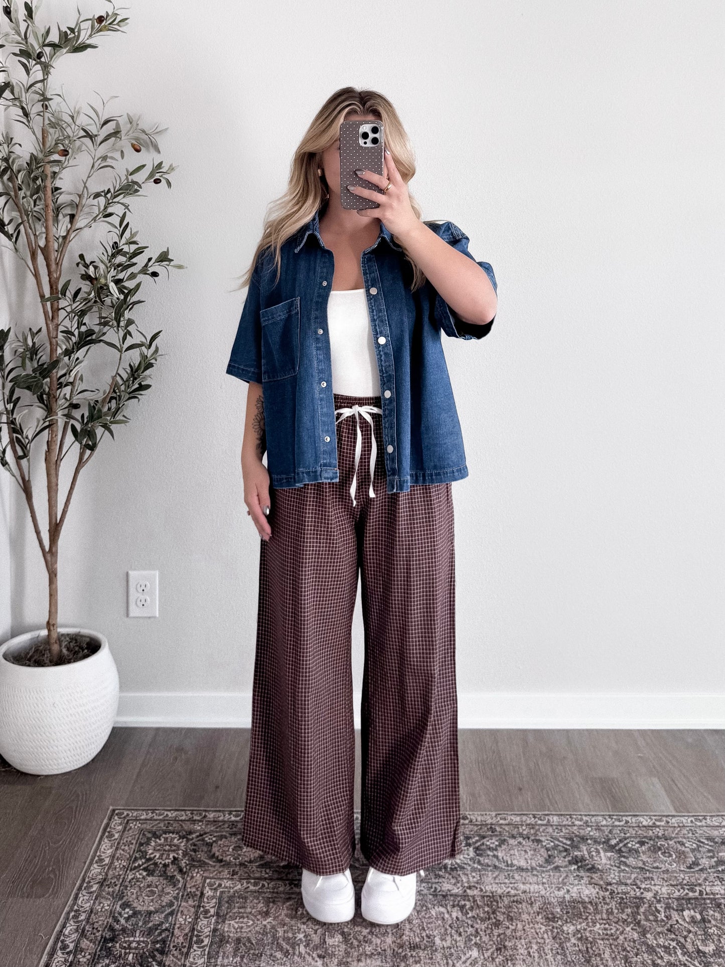 Cabin Grid Print Pants / Rich Brown