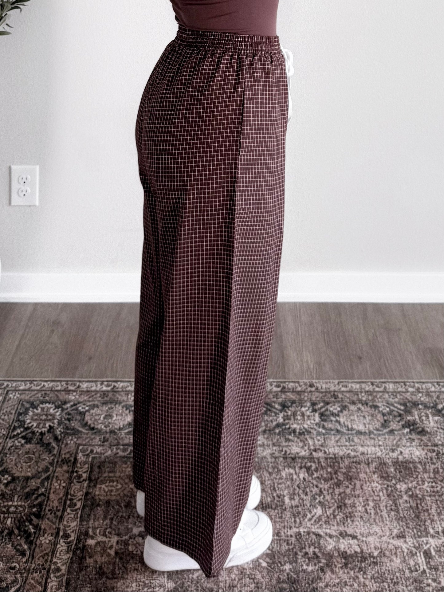 Cabin Grid Print Pants / Rich Brown