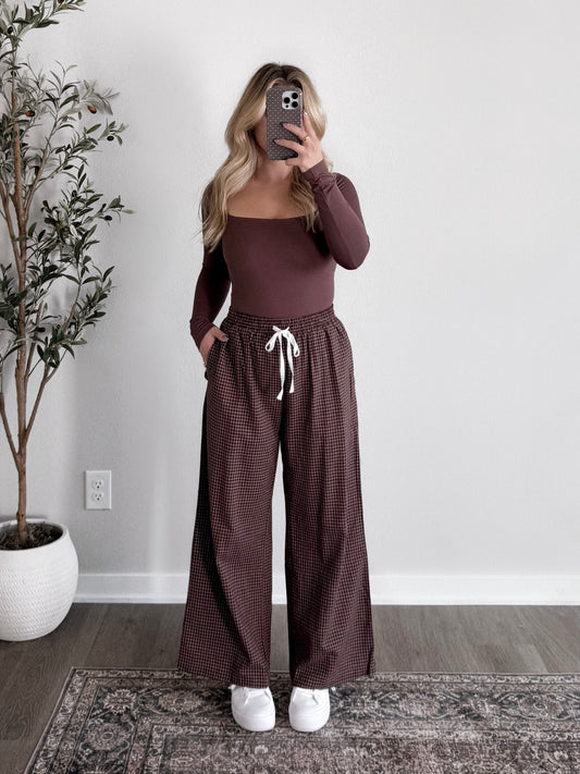 Cabin Grid Print Pants / Rich Brown