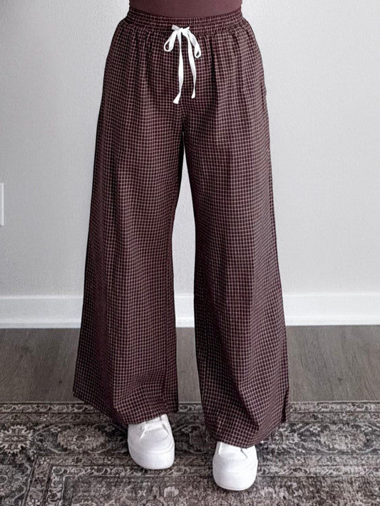 Cabin Grid Print Pants / Rich Brown