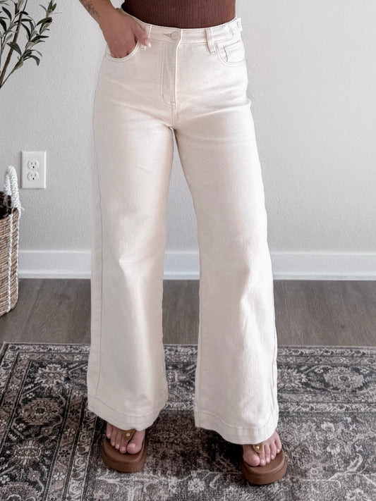 Sadie High Rise Crop Jean / Cream