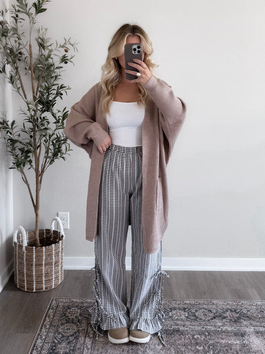 Cottage Gingham Tie Pant / Black