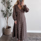Heritage Vintage Floral Midi Dress / Chestnut Brown