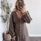 Heritage Vintage Floral Midi Dress / Chestnut Brown