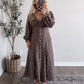 Heritage Vintage Floral Midi Dress / Chestnut Brown