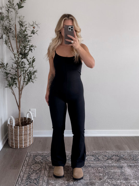 Running Late Athleisure Jumpsuit / Black