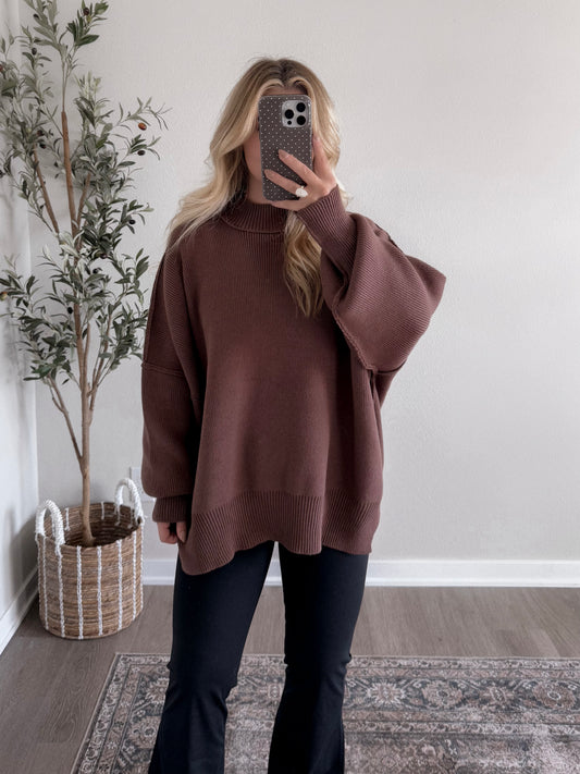 Comfort Ribbed Oversized Sweater /  Chocolate (Restocking Soon)