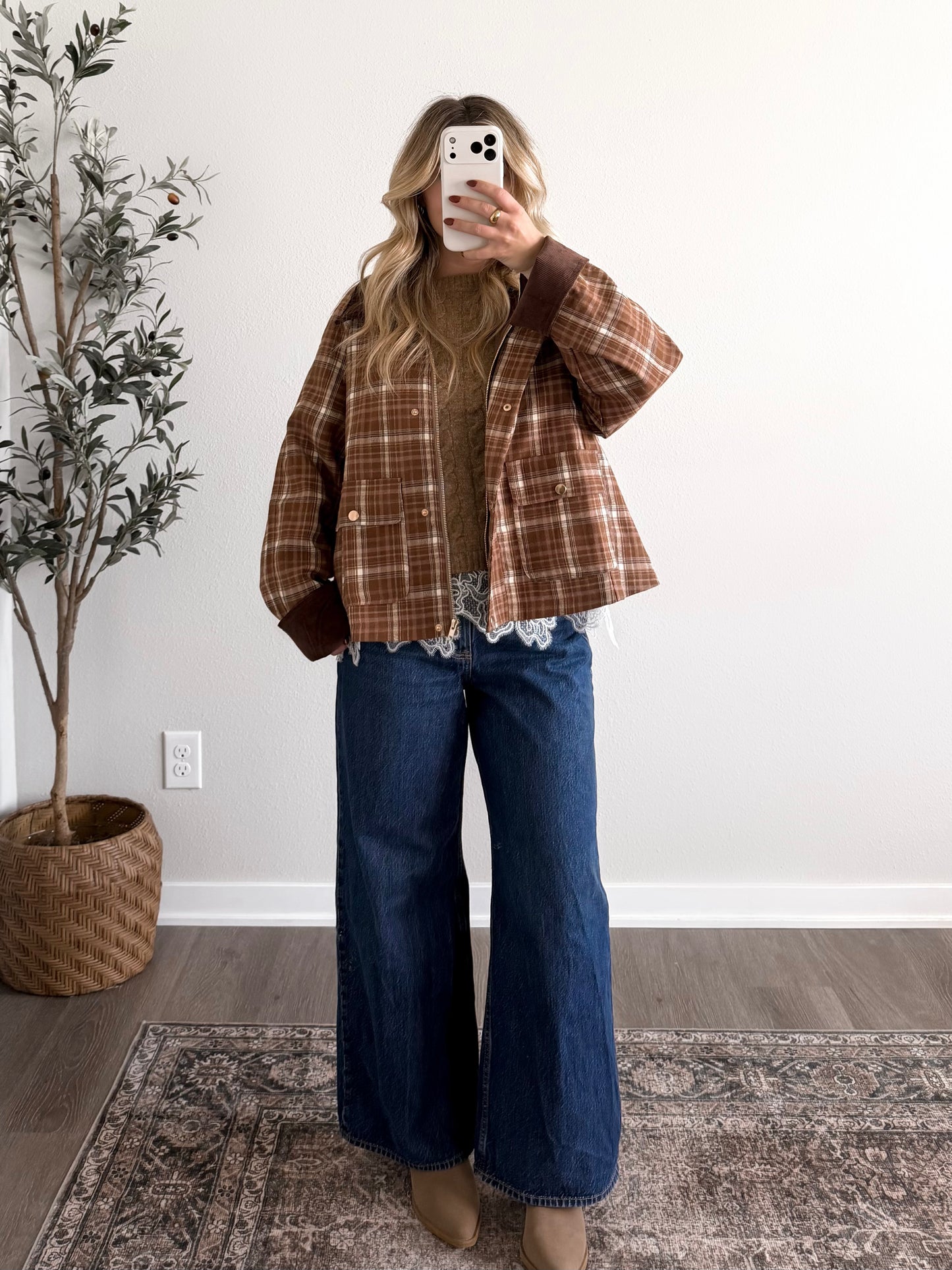 Trailside Plaid Barn Jacket / Brown
