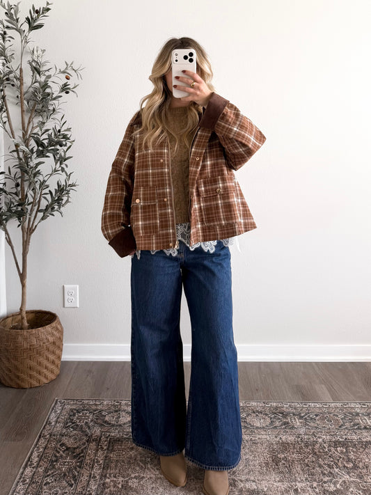 Trailside Plaid Barn Jacket / Brown