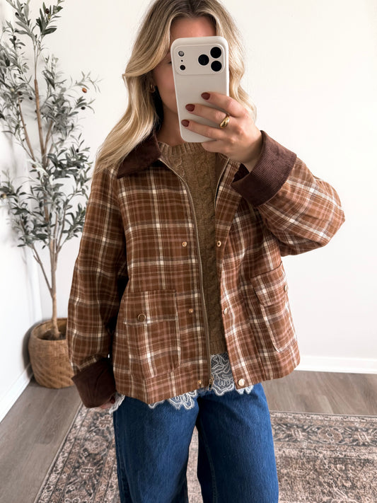 Trailside Plaid Barn Jacket / Brown