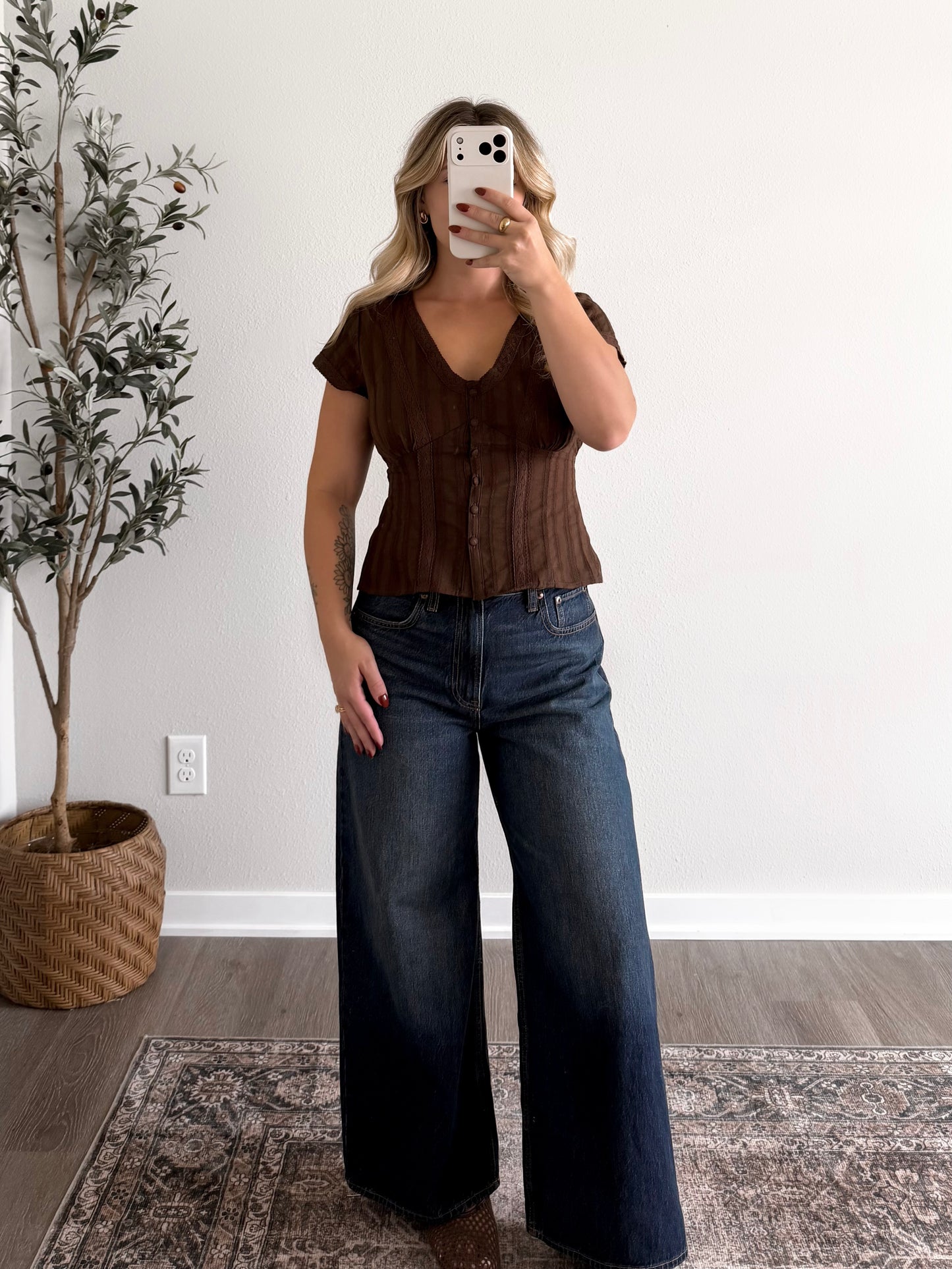 Etta Button Down Top / Brown