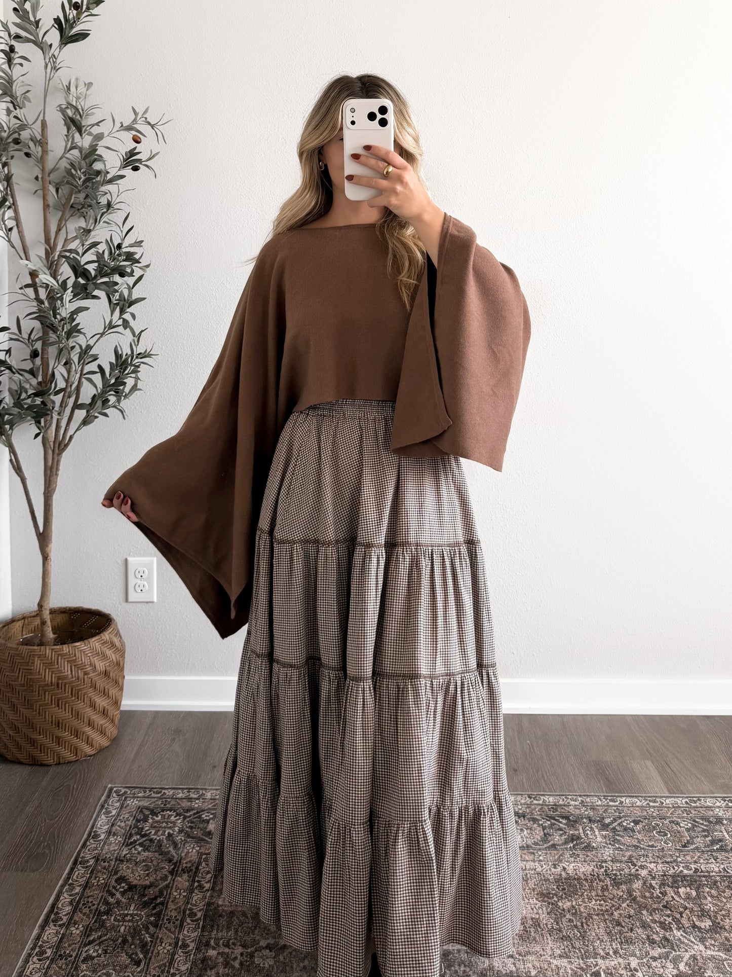 Maggie Gingham Midi Skirt