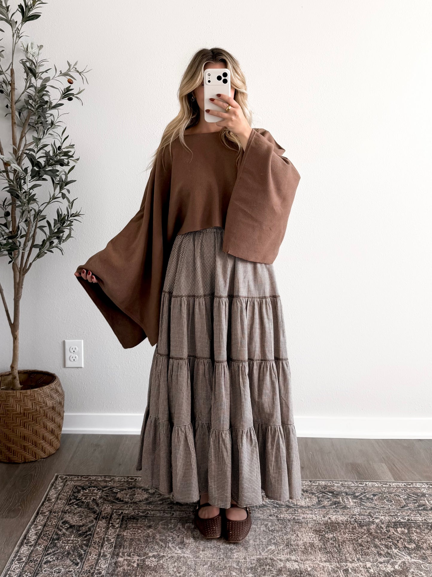 Maggie Gingham Midi Skirt