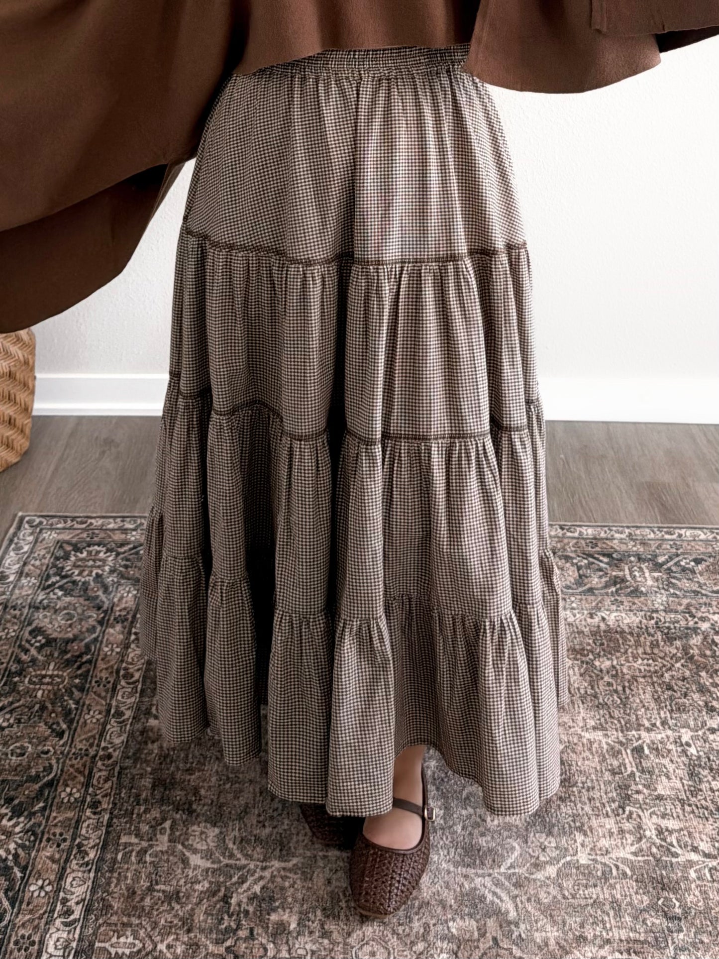 Maggie Gingham Midi Skirt