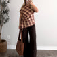 Copper Plaid Asymmetrical Top
