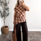 Copper Plaid Asymmetrical Top