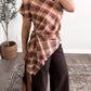 Copper Plaid Asymmetrical Top