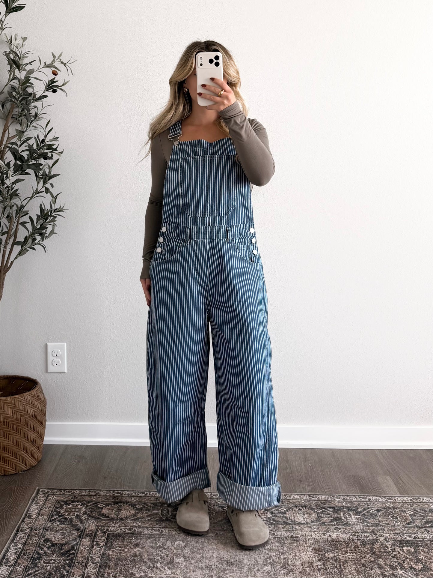 Season Stripe Barrel Overalls