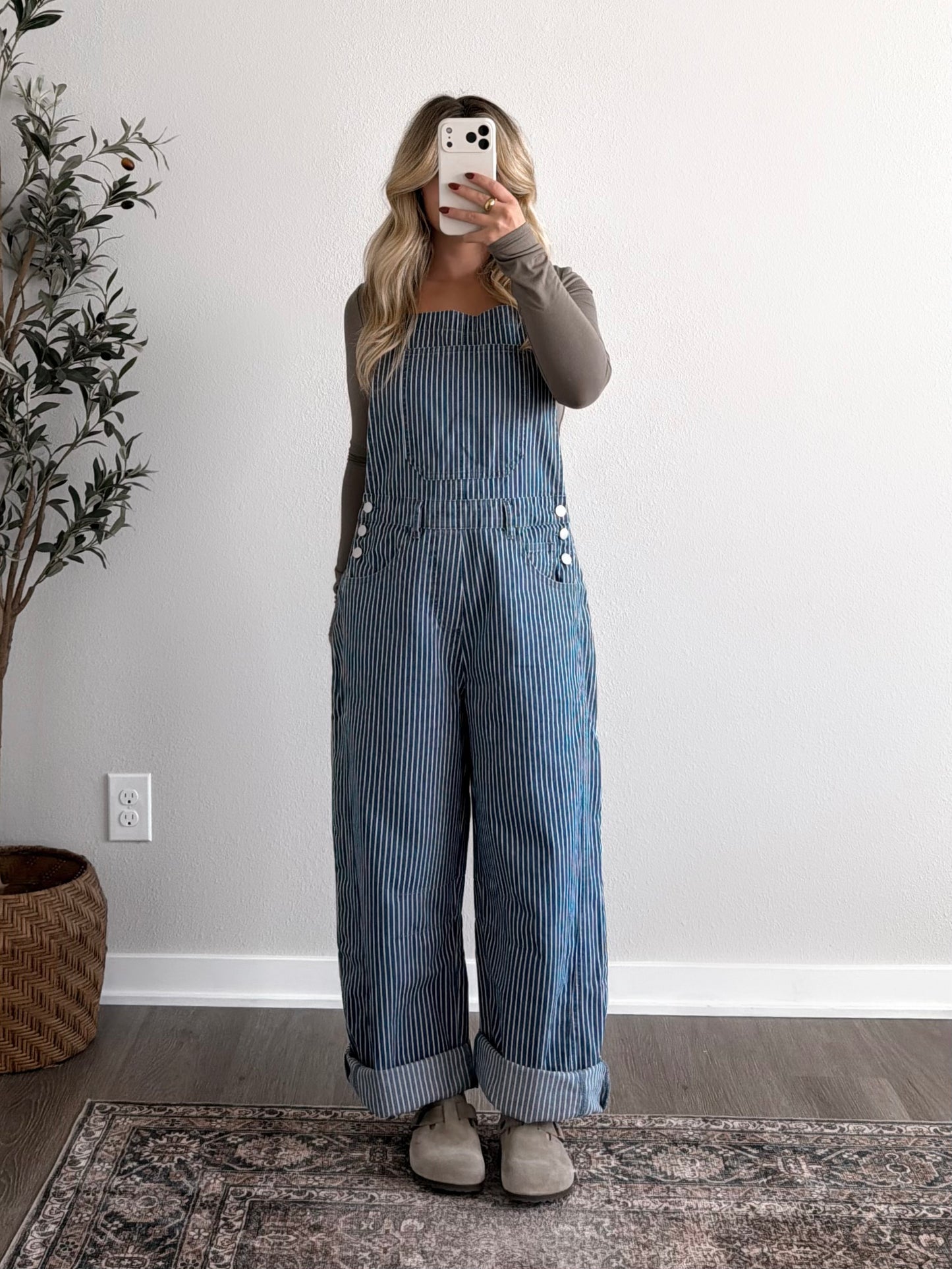 Season Stripe Barrel Overalls