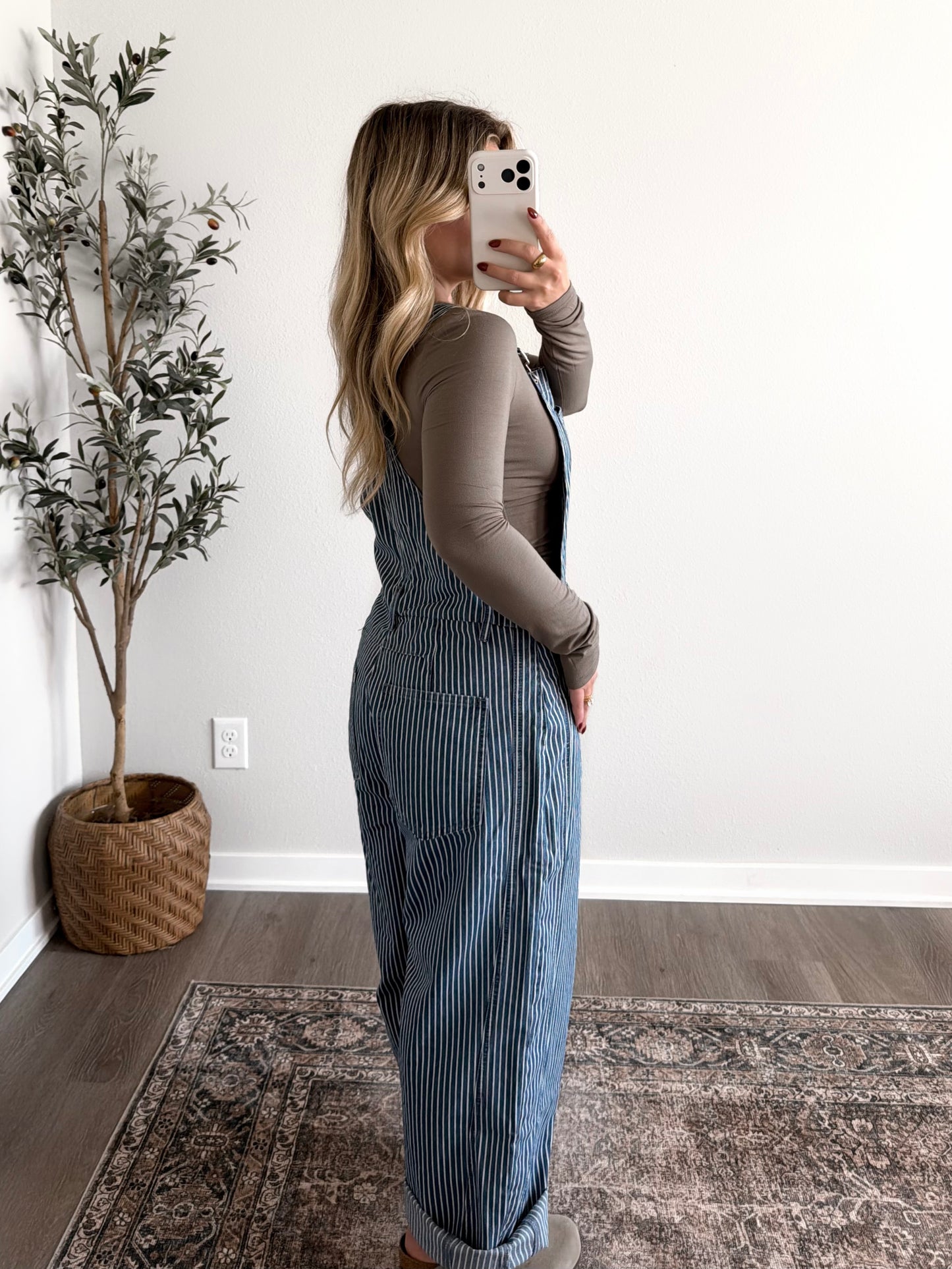 Season Stripe Barrel Overalls
