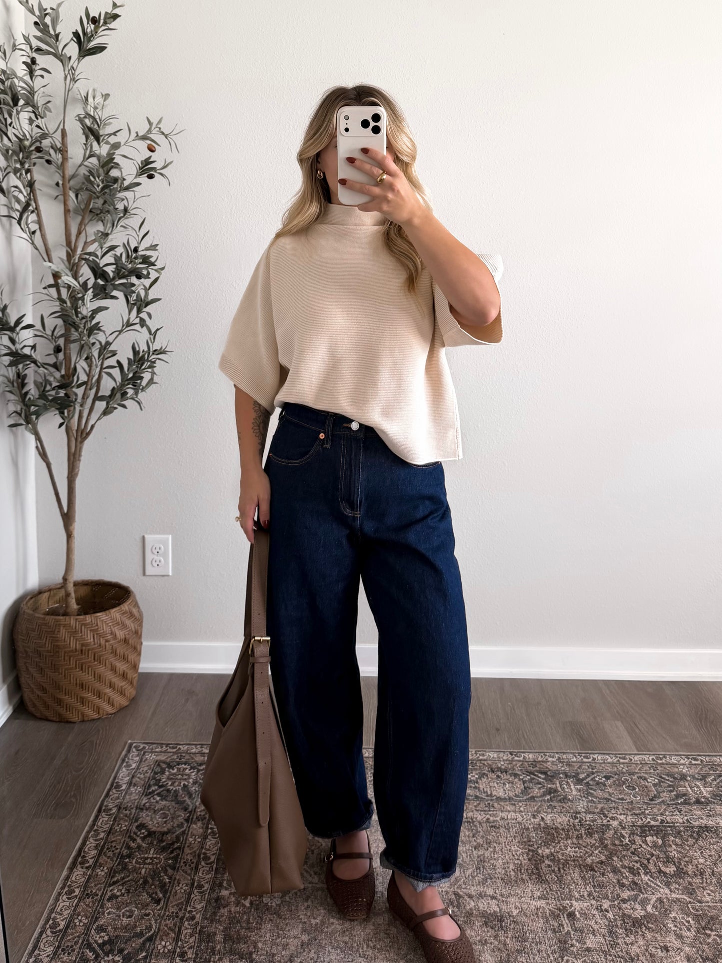 Vanilla Ribbed Mock Neck Sweater