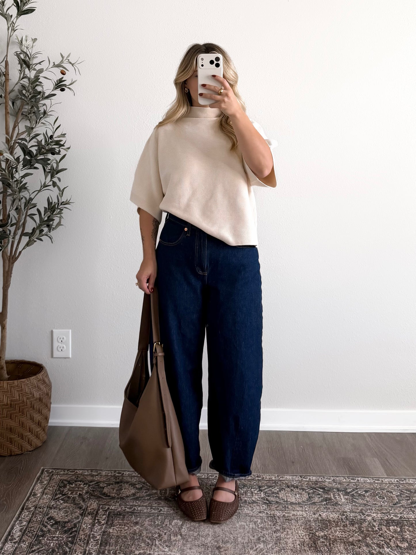 Vanilla Ribbed Mock Neck Sweater