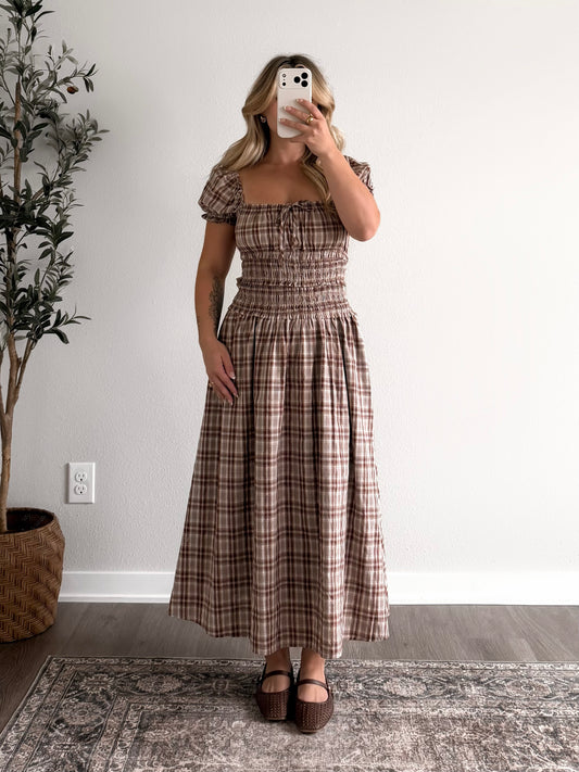 Cinnamon Picnic Plaid Dress
