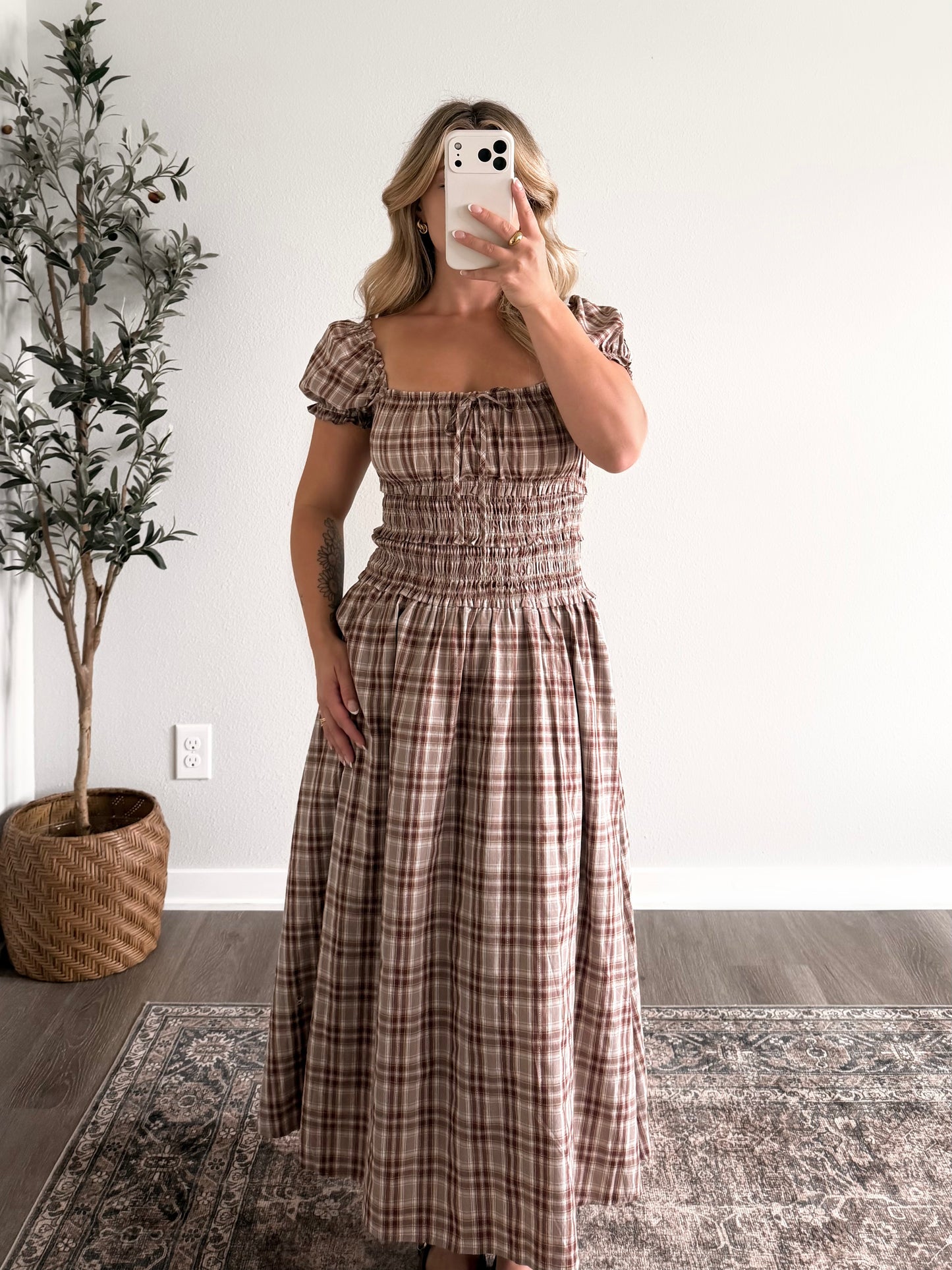 Cinnamon Picnic Plaid Dress