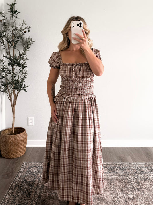 Cinnamon Picnic Plaid Dress
