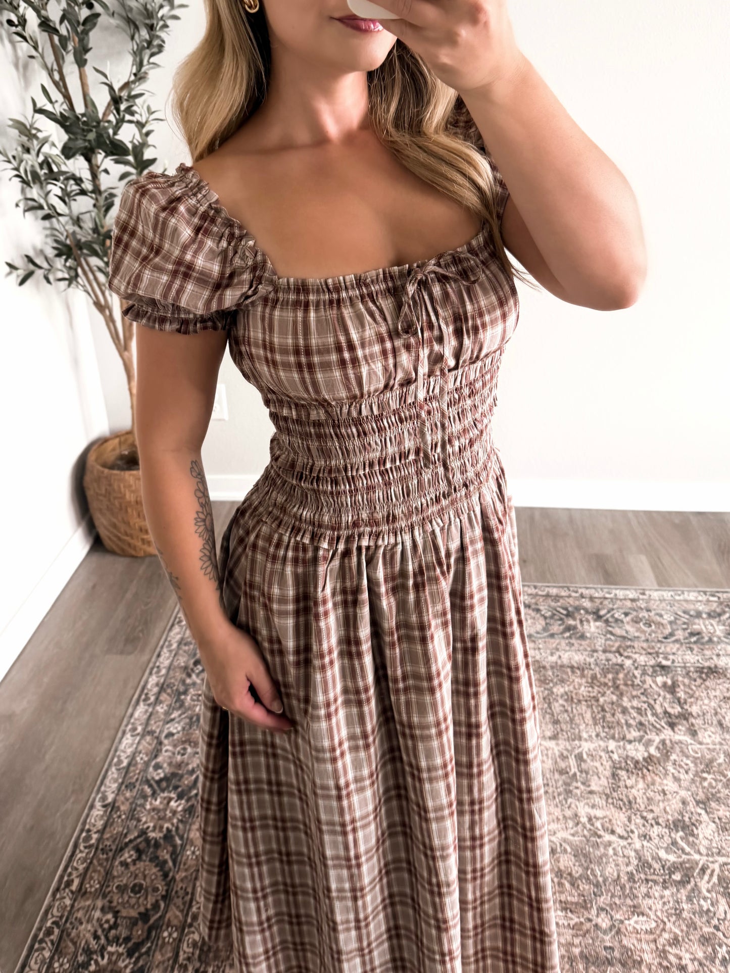 Cinnamon Picnic Plaid Dress