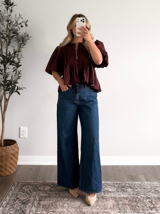 Bordeaux Burgandy Pleated Top