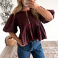 Bordeaux Burgandy Pleated Top
