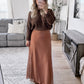 Chic Satin Lace Maxi Skirt / Clay