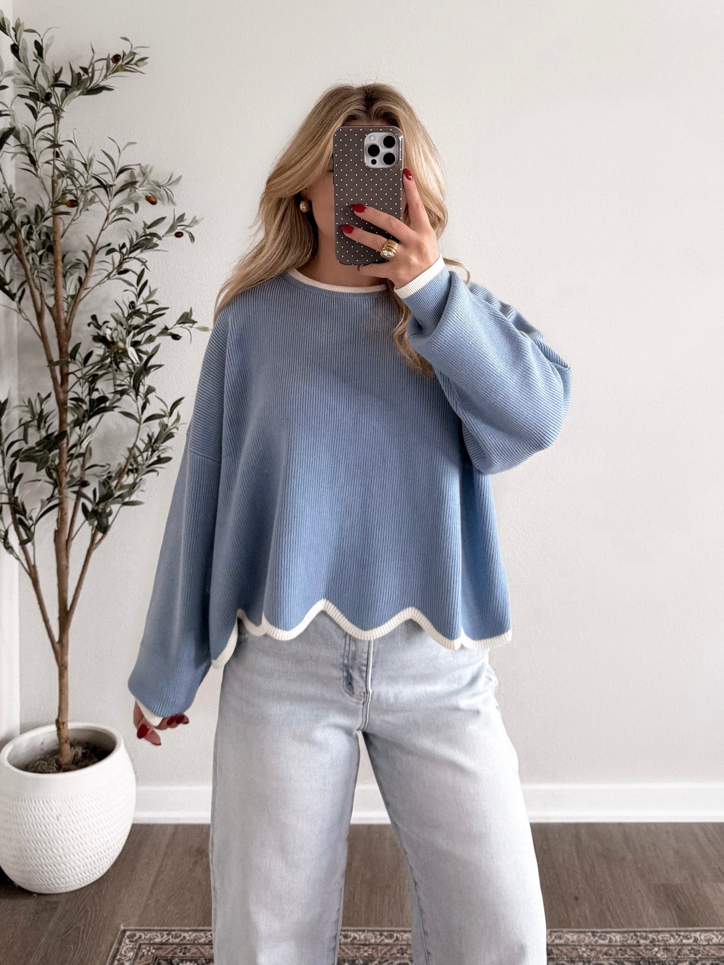 Cider Season Ribbed Sweater / Misty Blue