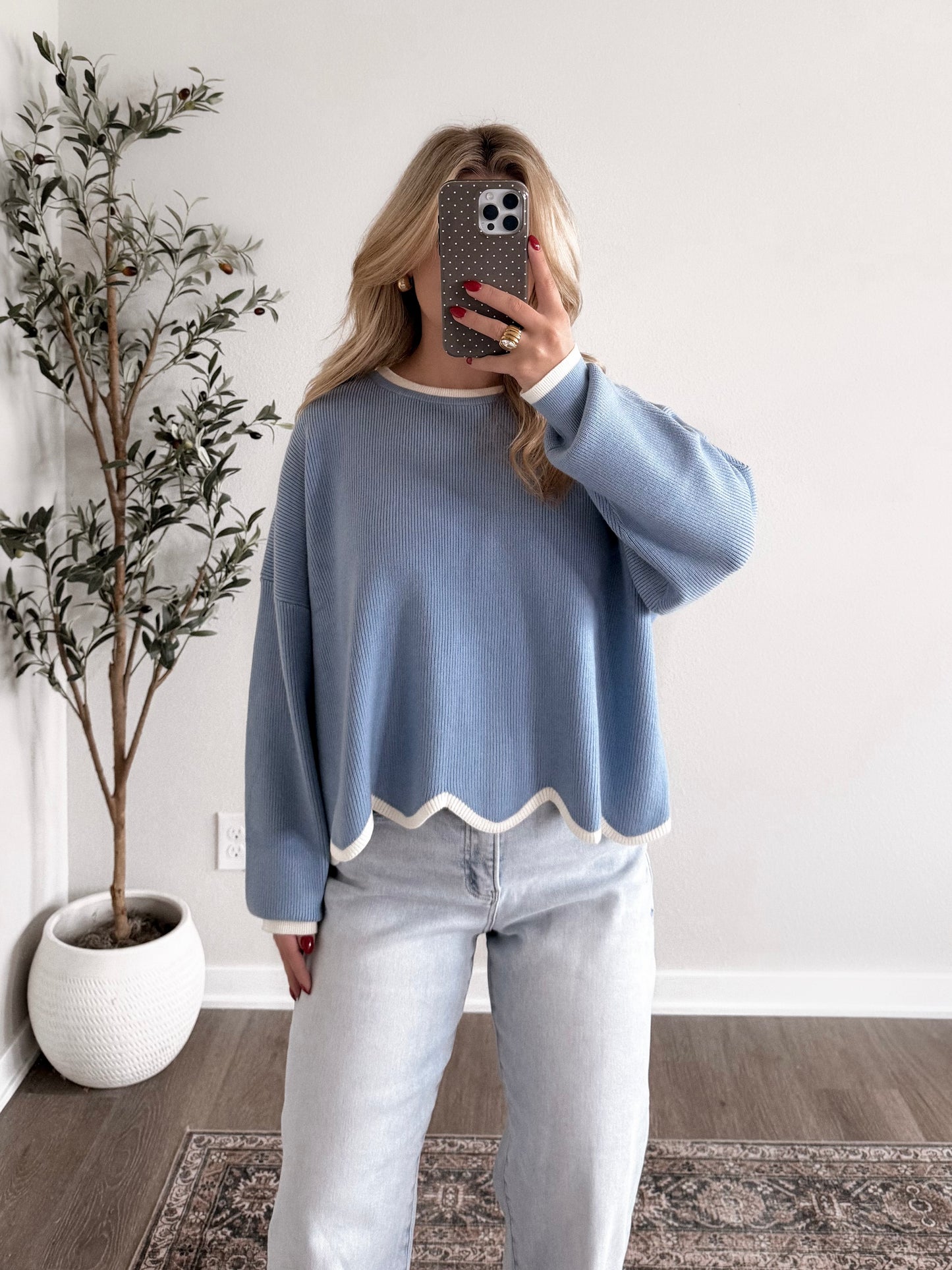 Cider Season Ribbed Sweater / Misty Blue