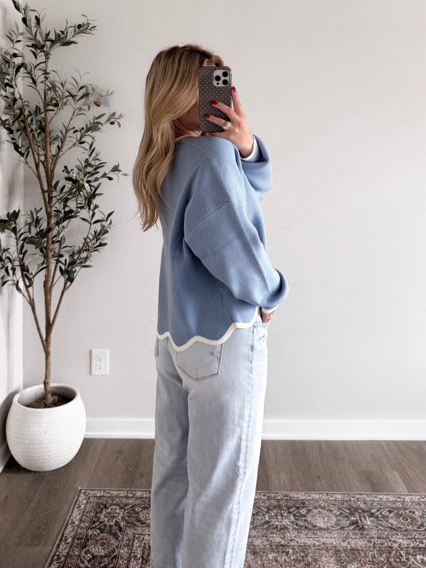 Cider Season Ribbed Sweater / Misty Blue