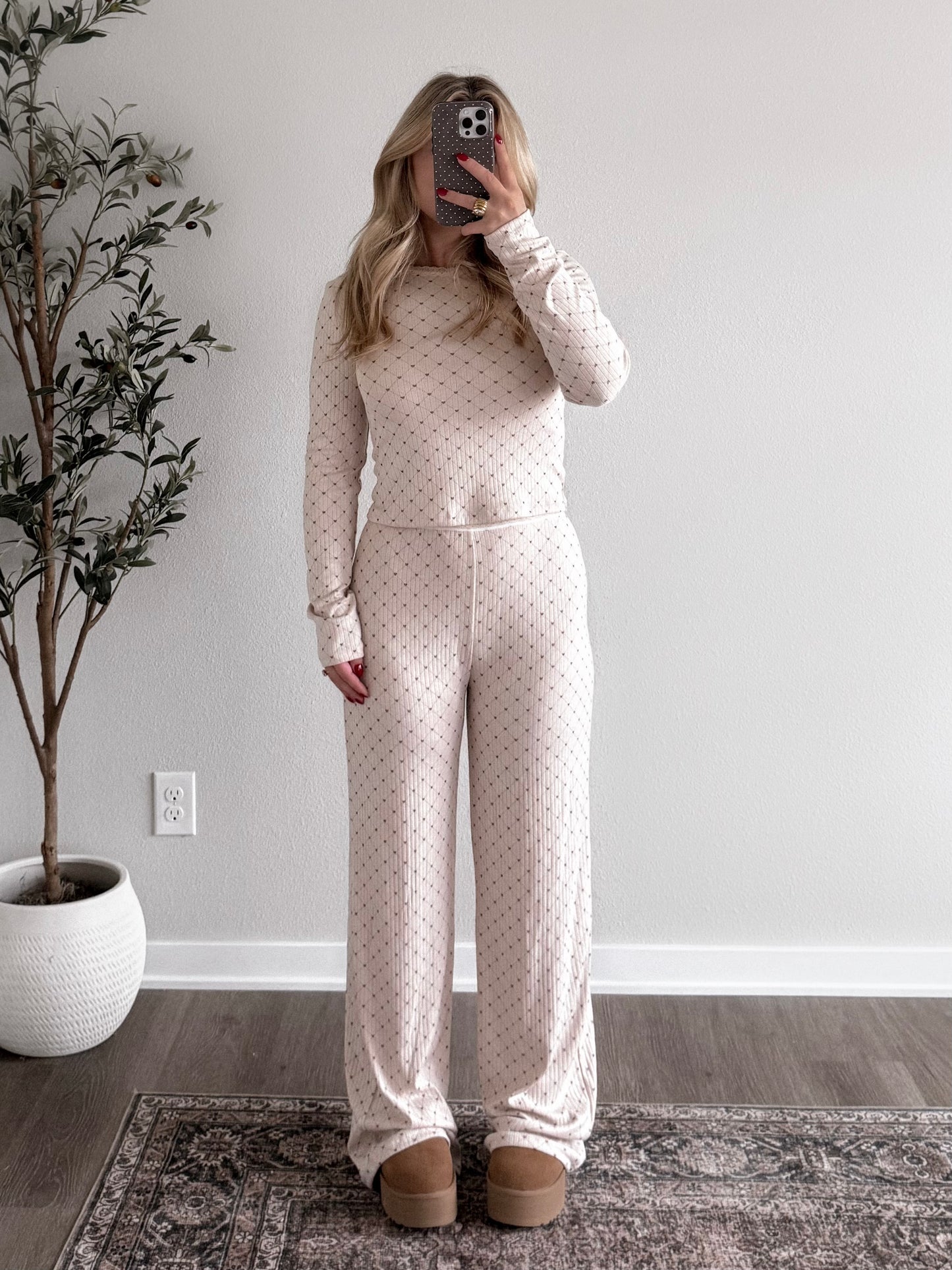 Cozy Crush Pointelle Lounge Set / Oat