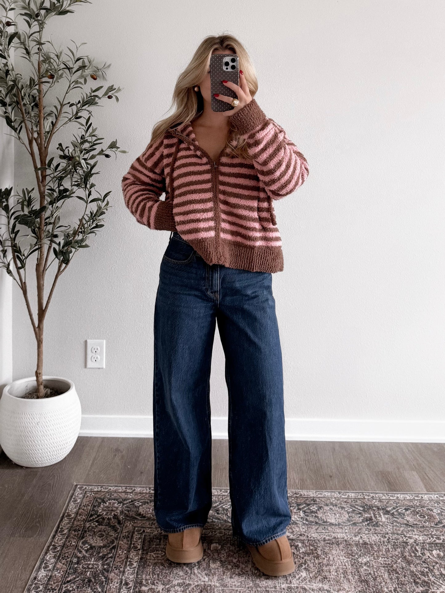 Strawberry Mocha Zip Sweater