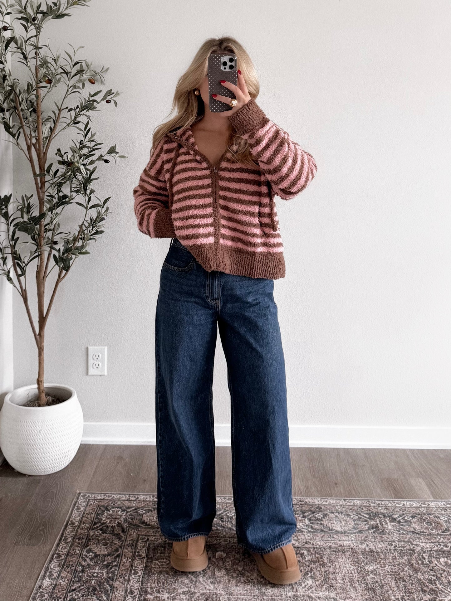 Strawberry Mocha Zip Sweater