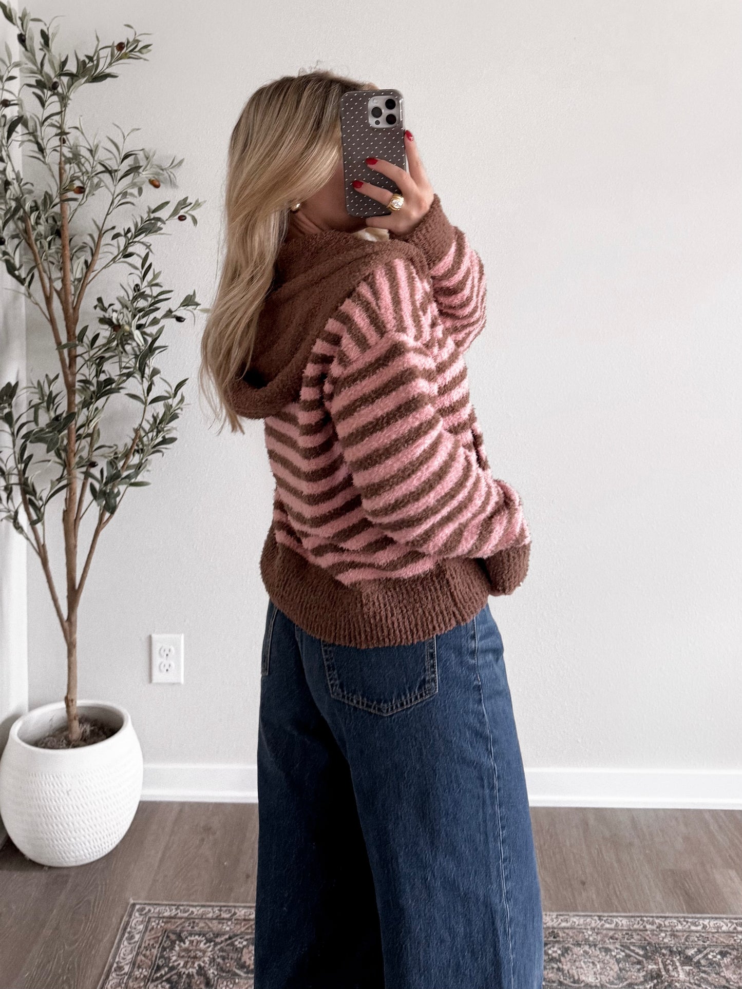 Strawberry Mocha Zip Sweater