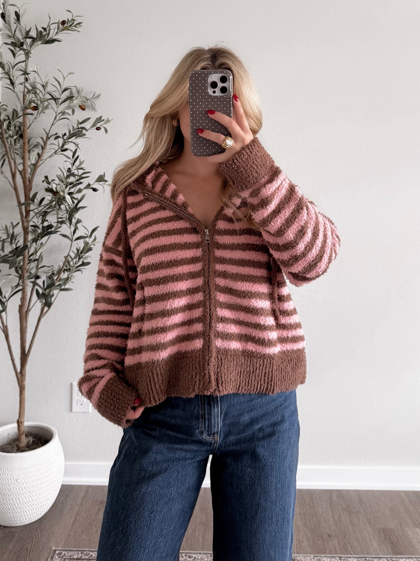 Strawberry Mocha Zip Sweater