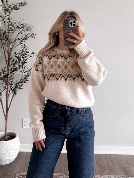 Cream & Coca Fair Isle Sweater